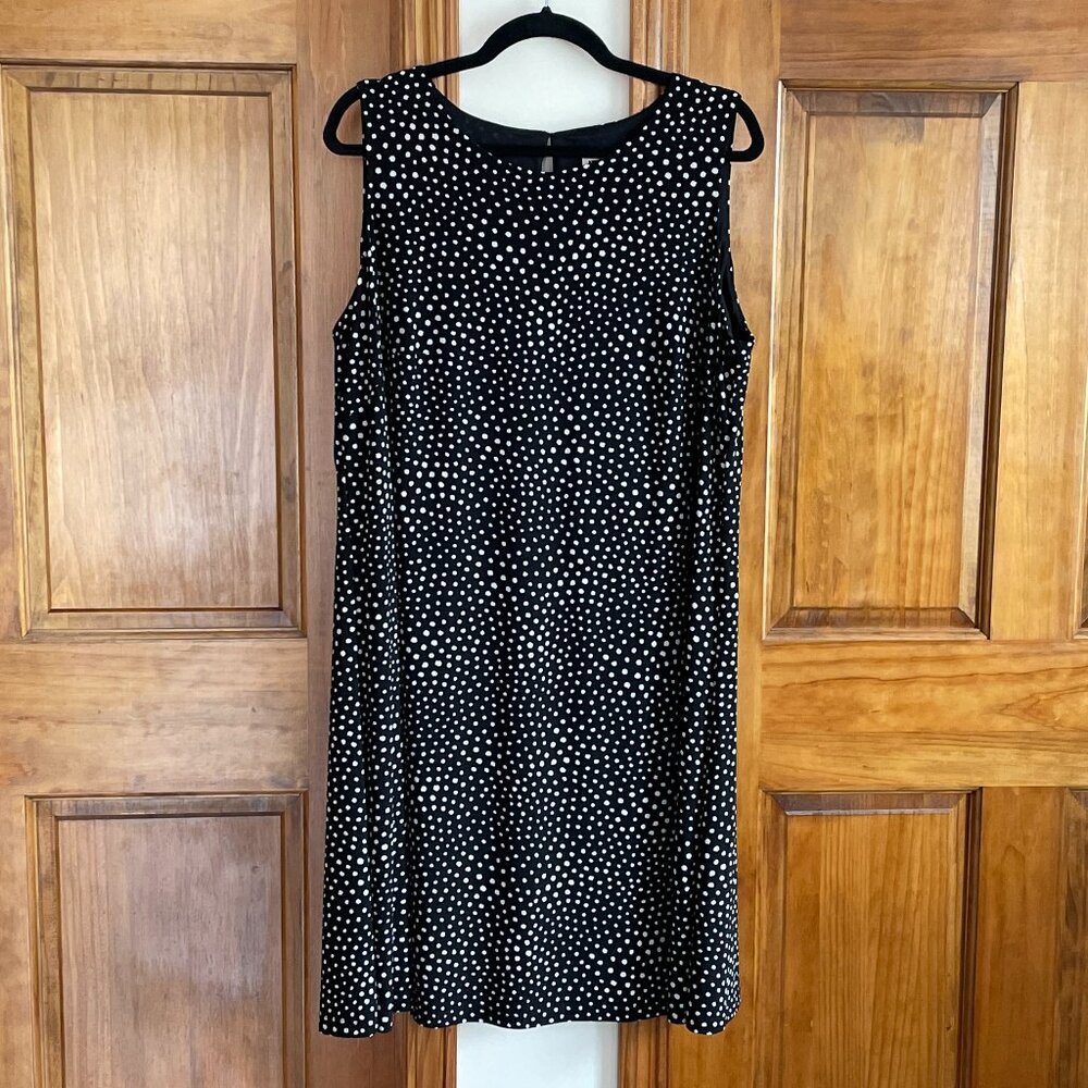 Anne Klein Sleeveless Black Dress with White Dots Size 16W